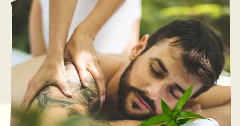 A back and shoulder massage in progress